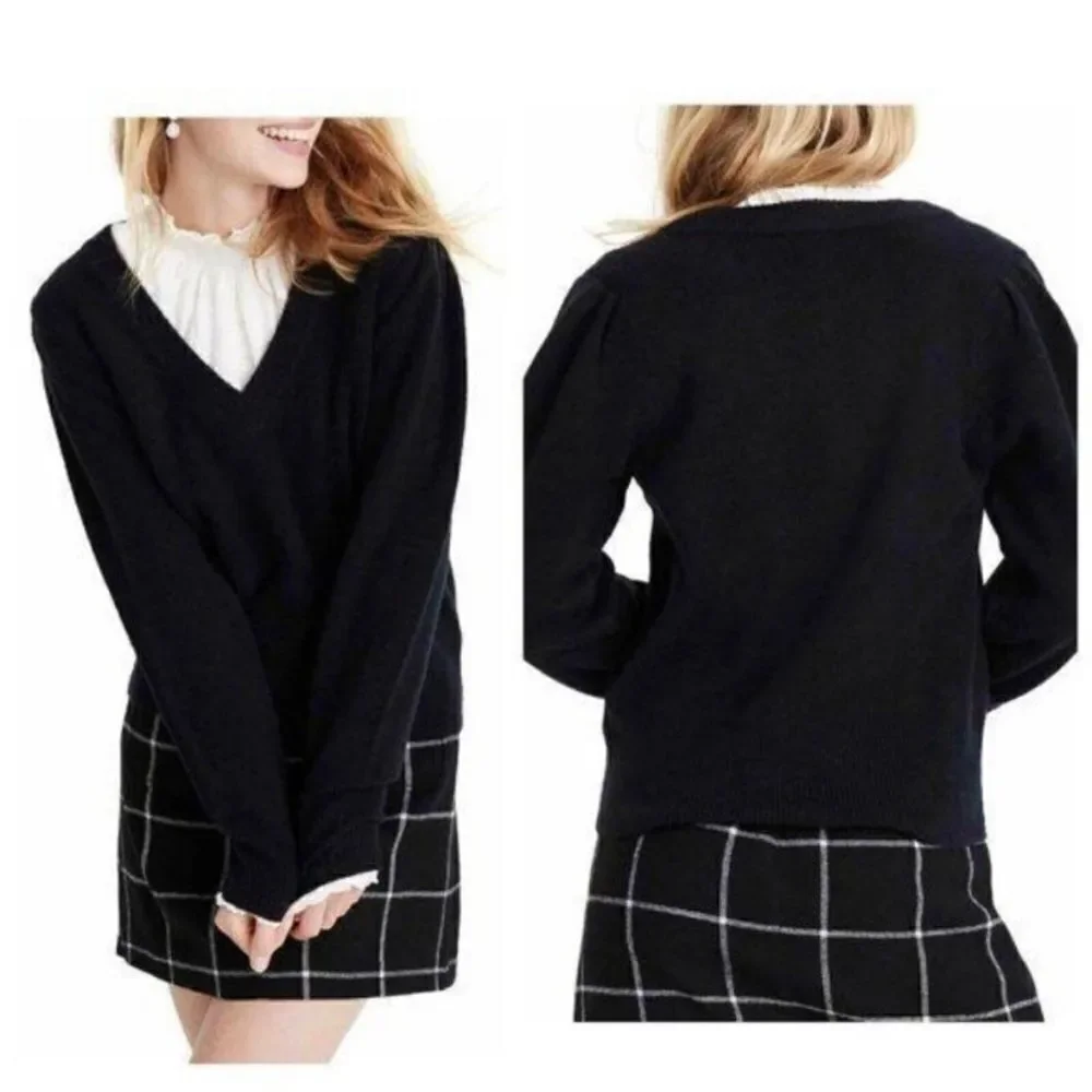 Madewell Black V-Neck Pullover Sweater Preppy Academia School Girl